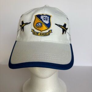 Blue Angels Royal Crest Breakout Embroidered Logo White and Blue Adjustable Cap